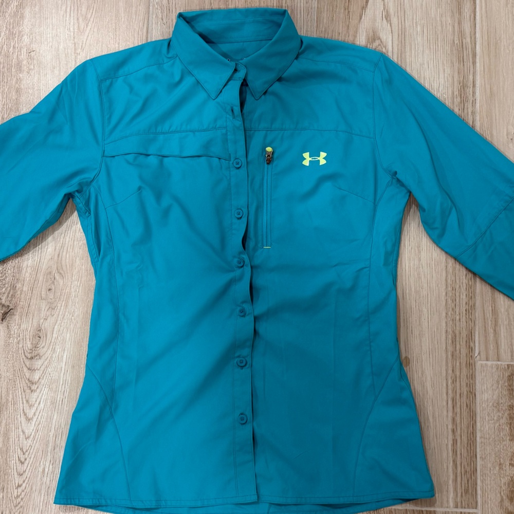 Under Armour Blue Fishing Button Up Shirt